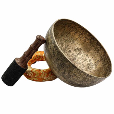 [old], Buddhist [real Antique] Hand Beaten [jambati] Singing Bowl, [select Accessories]