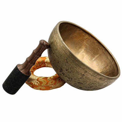 [old], Buddhist [real Antique] Hand Beaten [jambati] Singing Bowl, [select Accessories]