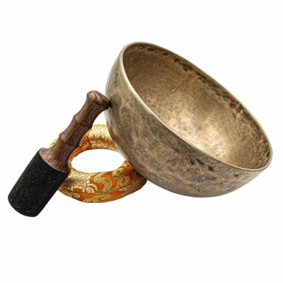 [old], Buddhist [real Antique] Hand Beaten [jambati] Singing Bowl, [select Accessories]