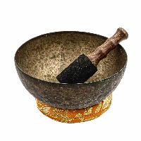 [old], Buddhist [real Antique] Hand Beaten [jambati] Singing Bowl, [select Accessories]