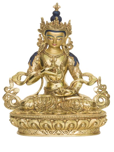 Buddhist Handmade Statue Of Vajrasattva [full Fire Gold Plated], [face Painted]