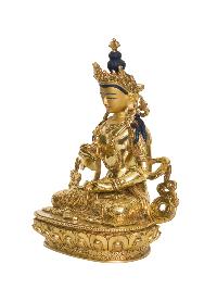 Buddhist Handmade Statue Of Vajrasattva [full Fire Gold Plated], [face Painted]