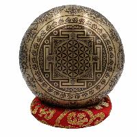 Buddhist Hand Beaten Jambati Singing Bowl, With Super Fine Etching Carving [antique], [select Accessories]
