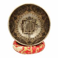 Buddhist Hand Beaten Jambati Singing Bowl, With Super Fine Etching Carving [antique], [select Accessories]