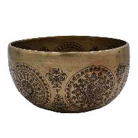 Buddhist Hand Beaten Jambati Singing Bowl, With Super Fine Etching Carving [antique], [select Accessories]