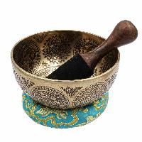 Buddhist Hand Beaten Jambati Singing Bowl, With Super Fine Etching Carving [antique]