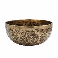 Buddhist Hand Beaten Jambati Singing Bowl, With Super Fine Etching Carving [antique]