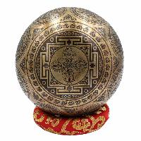 Buddhist Hand Beaten Jambati Singing Bowl, With Super Fine Etching Carving [antique], [select Accessories]