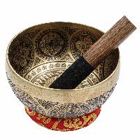 Buddhist Hand Beaten Jambati Singing Bowl, With Super Fine Etching Carving [antique], [select Accessories]