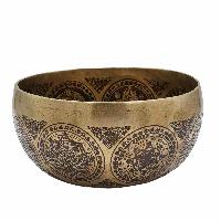 Buddhist Hand Beaten Jambati Singing Bowl, With Super Fine Etching Carving [antique], [select Accessories]
