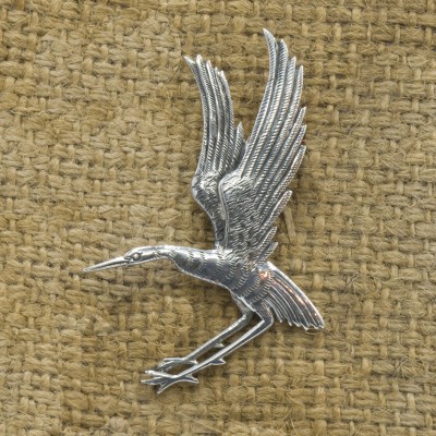 Classic Sterling Silver Flying Swan Theme Etched Brooch