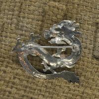 Classic Sterling Silver Dragon Theme Etched Brooch