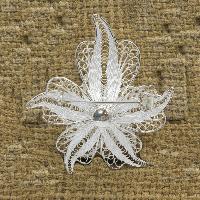 Classic Sterling Silver Flower Design Etched Brooch