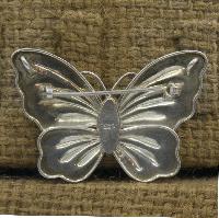 Classic Sterling Silver Butterfly Design Etched Brooch, [stone Setting]