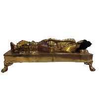 [old], Buddhist Handmade Statue Of Buddha Nirvana, [full Gold Plated], [antique Finishing]