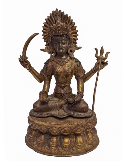 Antique [old], Handmade Statue Of Santoshi Mata, [full Gold Plated], Old Stock