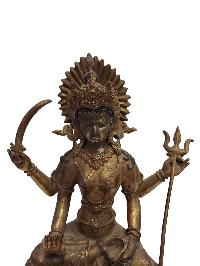 Antique [old], Handmade Statue Of Santoshi Mata, [full Gold Plated], Old Stock