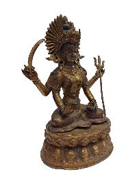 Antique [old], Handmade Statue Of Santoshi Mata, [full Gold Plated], Old Stock