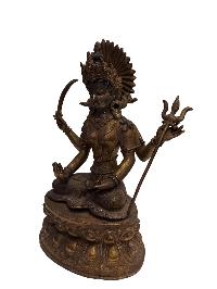 Antique [old], Handmade Statue Of Santoshi Mata, [full Gold Plated], Old Stock