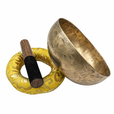 [old], Buddhist [real Antique] Hand Beaten Singing Bowl, [select Accessories]