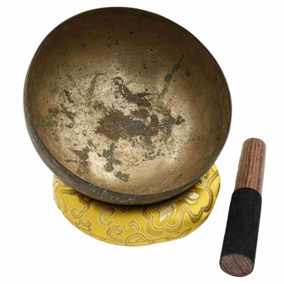 [old], Buddhist [real Antique] Hand Beaten Singing Bowl, [select Accessories]
