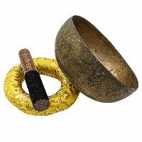 [old], Buddhist [real Antique] Hand Beaten Singing Bowl, [select Accessories]