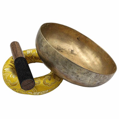 [old], Buddhist [real Antique] Hand Beaten Singing Bowl, [select Accessories]