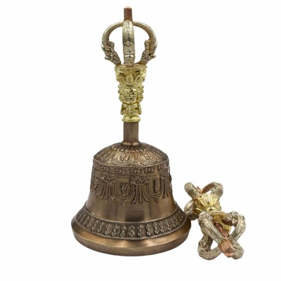 [dehradun], Bell And Dorje, Pure Bronze Bell And Dorje [vajra], Golden & Silver Plated Handle And Vajra