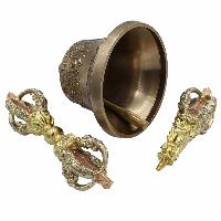 [dehradun], Bell And Dorje, Pure Bronze Bell And Dorje [vajra], Golden & Silver Plated Handle And Vajra
