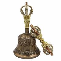 [dehradun], Bell And Dorje, Pure Bronze Bell And Dorje [vajra], Golden & Silver Plated Handle And Vajra