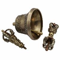 [dehradun], Bell And Dorje, Pure Bronze Bell And Dorje [vajra], Silver Plated Top