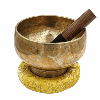 [old], Buddhist [real Antique] Hand Beaten [stand Naga] Singing Bowl, [select Accessories]