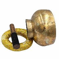[old], Buddhist [real Antique] Hand Beaten [stand Naga] Singing Bowl, [select Accessories]