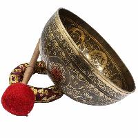Buddhist Hand Beaten Jambati Singing Bowl, With Super Fine Etching Carving Of [amitabha Buddha], [select Accessories]