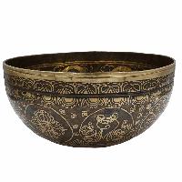 Buddhist Hand Beaten Jambati Singing Bowl, With Super Fine Etching Carving Of [amitabha Buddha], [select Accessories]