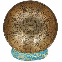 Buddhist Hand Beaten Jambati Singing Bowl, With Super Fine Etching Carving Of [buddha Eye], [select Accessories]