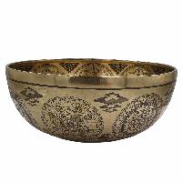 Buddhist Hand Beaten Jambati Singing Bowl, With Super Fine Etching Carving Of [buddha Eye], [select Accessories]
