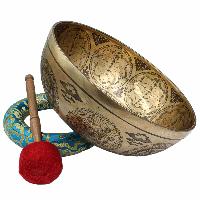 Buddhist Hand Beaten Jambati Singing Bowl, With Super Fine Etching Carving Of [buddha Eye], [select Accessories]