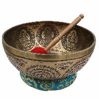 Buddhist Hand Beaten Jambati Singing Bowl, With Super Fine Etching Carving Of [amitabha Buddha], [select Accessories]
