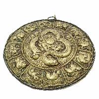 Buddhist Metal Wall Hanging, Calendar With Dragon, Tibetan Calendar With Kalachakra