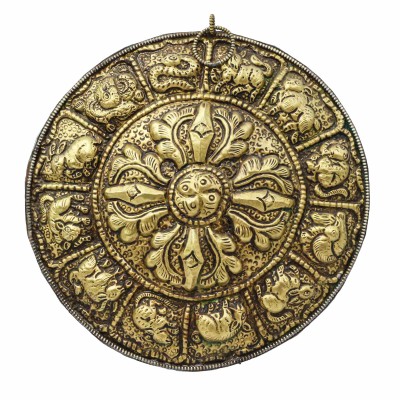 Buddhist Metal Wall Hanging, Calendar With Dorje, [gyatam]