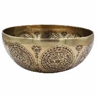 Buddhist Hand Beaten Jambati Singing Bowl, With Super Fine Etching Carving, [double Dorje], [select Accessories]
