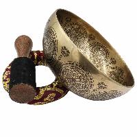 Buddhist Hand Beaten Jambati Singing Bowl, With Super Fine Etching Carving, [double Dorje], [select Accessories]