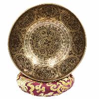 Buddhist Hand Beaten Jambati Singing Bowl, With Super Fine Etching Carving, [double Dorje], [select Accessories]