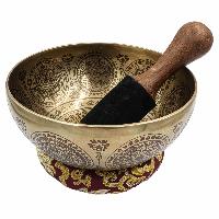 Buddhist Hand Beaten Jambati Singing Bowl, With Super Fine Etching Carving, [double Dorje], [select Accessories]