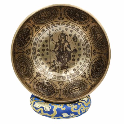 Buddhist Hand Beaten Jambati Singing Bowl, With Super Fine Etching Carving, [kali]