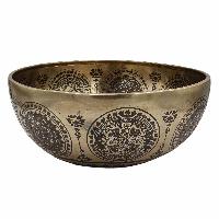 Buddhist Hand Beaten Jambati Singing Bowl, With Super Fine Etching Carving, [kali]