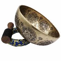 Buddhist Hand Beaten Jambati Singing Bowl, With Super Fine Etching Carving, [kali]