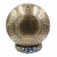 Buddhist Hand Beaten Jambati Singing Bowl, With Super Fine Etching Carving, [kali]