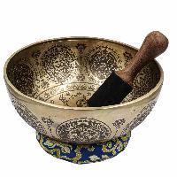 Buddhist Hand Beaten Jambati Singing Bowl, With Super Fine Etching Carving, [kali]